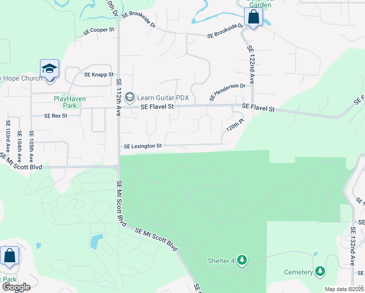 map of restaurants, bars, coffee shops, grocery stores, and more near 7806 Southeast Alta Verde Drive in Portland