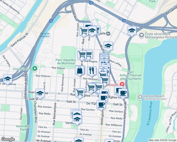 map of restaurants, bars, coffee shops, grocery stores, and more near 3788 Rue Evelyn in Montréal