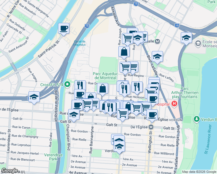 map of restaurants, bars, coffee shops, grocery stores, and more near 3819 Rue Claude in Montréal