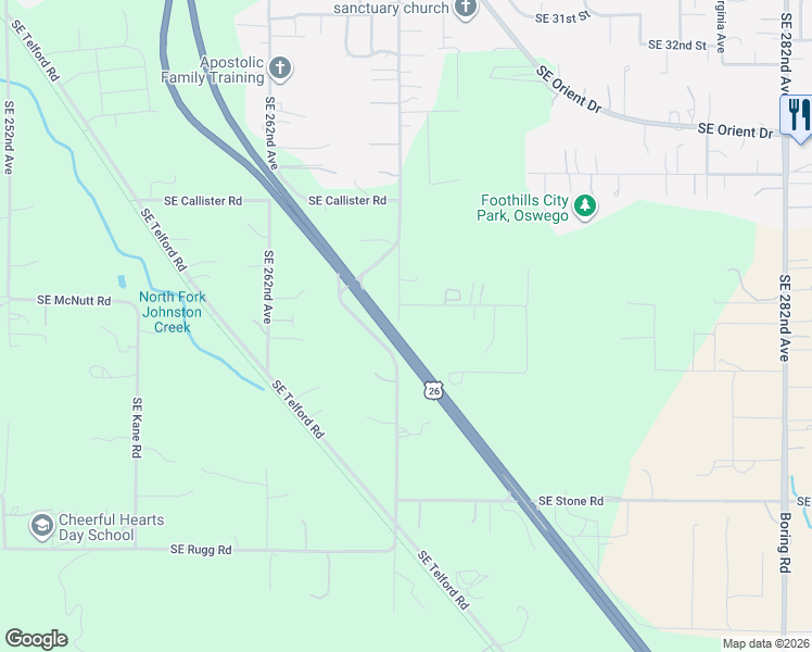 map of restaurants, bars, coffee shops, grocery stores, and more near 7830 Southeast 267th Avenue in Gresham