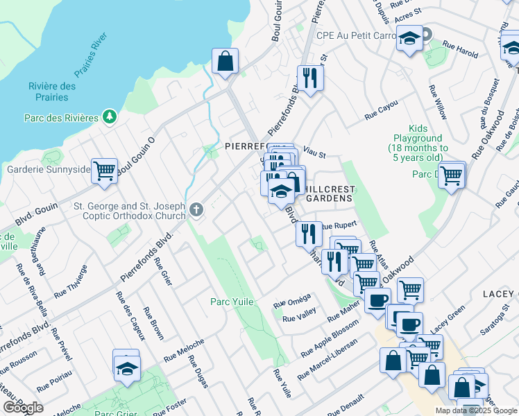 map of restaurants, bars, coffee shops, grocery stores, and more near 4875 Rue des Érables in Montréal