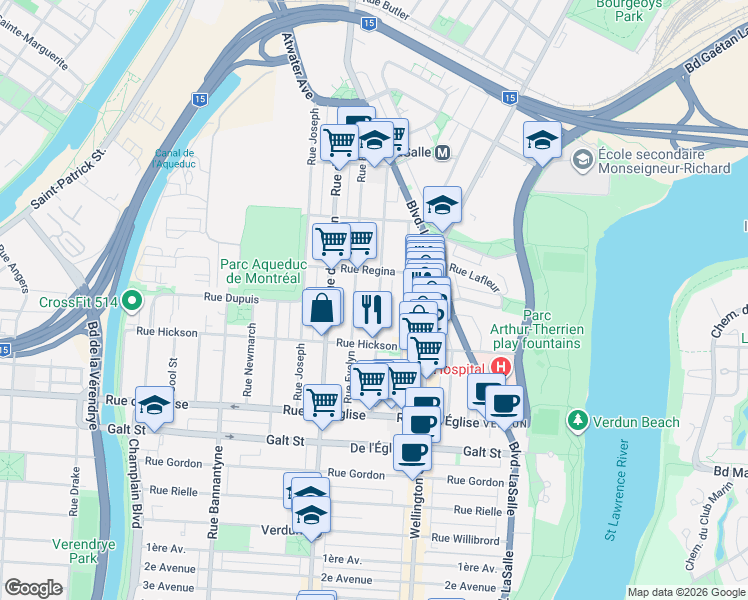 map of restaurants, bars, coffee shops, grocery stores, and more near 3769 Rue Gertrude in Montréal