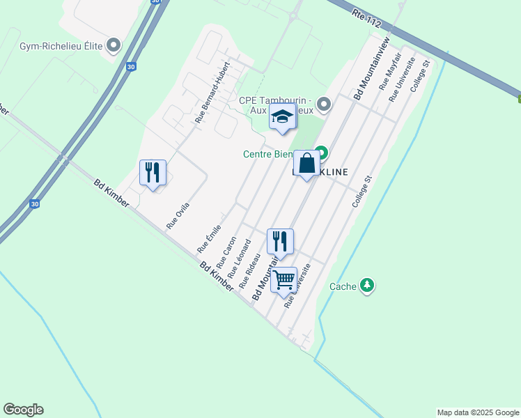 map of restaurants, bars, coffee shops, grocery stores, and more near 3660 Rue Léonard in Longueuil