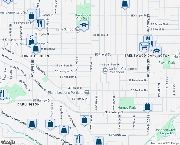 map of restaurants, bars, coffee shops, grocery stores, and more near in Portland