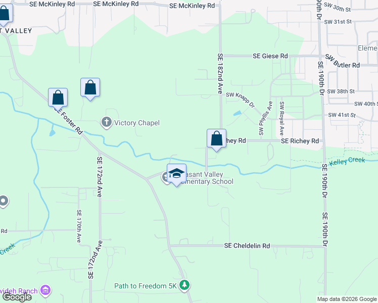 map of restaurants, bars, coffee shops, grocery stores, and more near 18169 Southeast Richey Road in Gresham