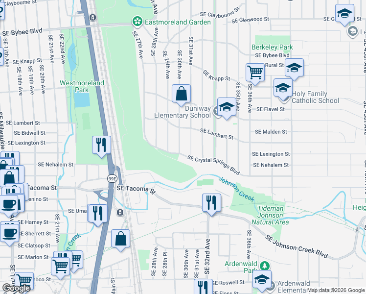 map of restaurants, bars, coffee shops, grocery stores, and more near in Portland