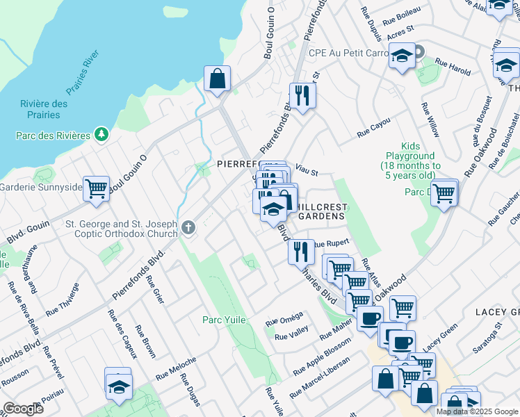 map of restaurants, bars, coffee shops, grocery stores, and more near 4875 Rue des Érables in Montréal