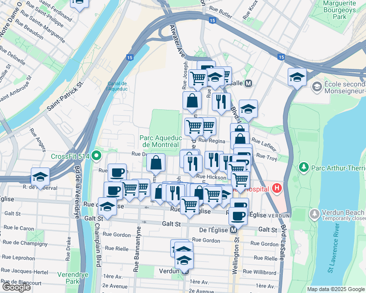map of restaurants, bars, coffee shops, grocery stores, and more near 3724 Rue Joseph in Montréal