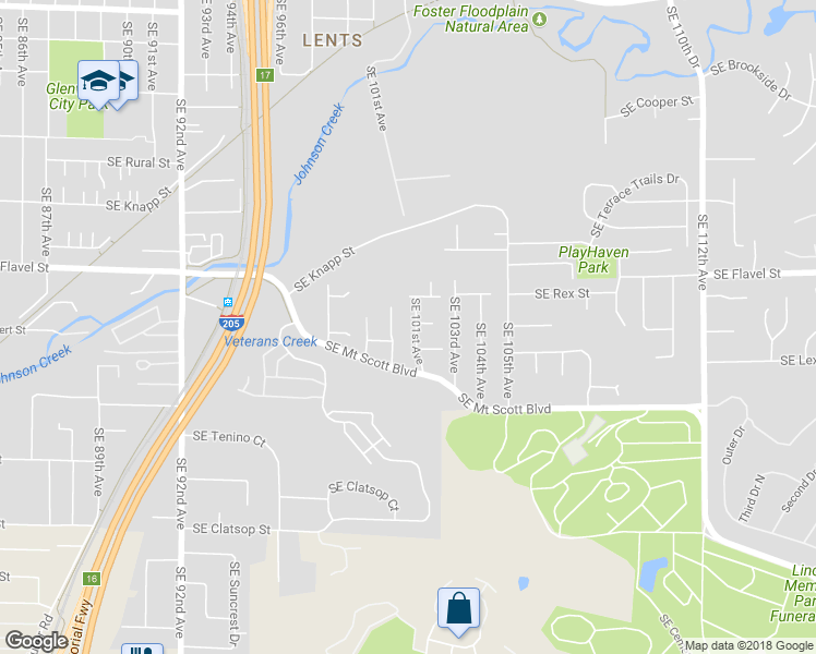 map of restaurants, bars, coffee shops, grocery stores, and more near 7723 Southeast 101st Avenue in Portland