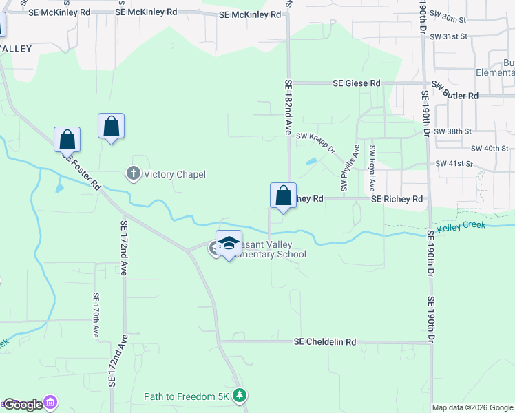 map of restaurants, bars, coffee shops, grocery stores, and more near 18169 Southeast Richey Road in Gresham