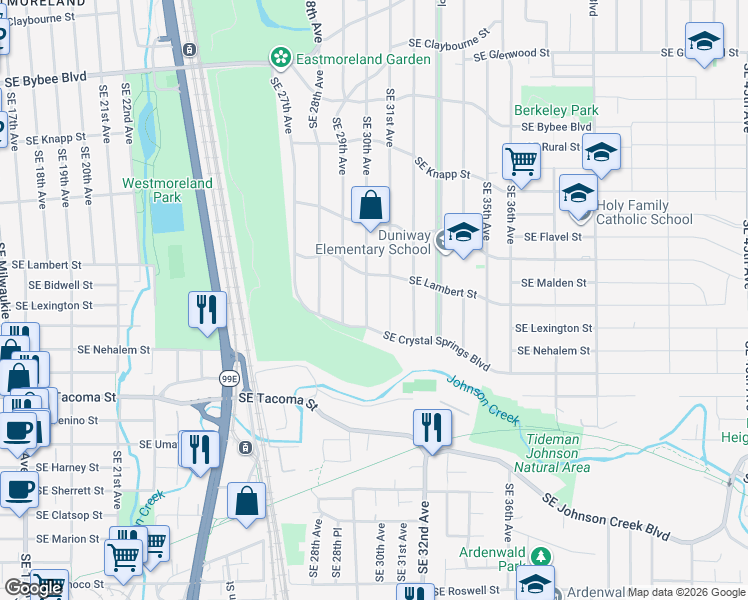 map of restaurants, bars, coffee shops, grocery stores, and more near in Portland