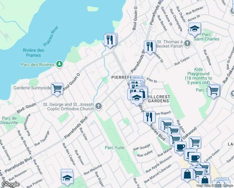 map of restaurants, bars, coffee shops, grocery stores, and more near 4925 Rue des Érables in Montréal