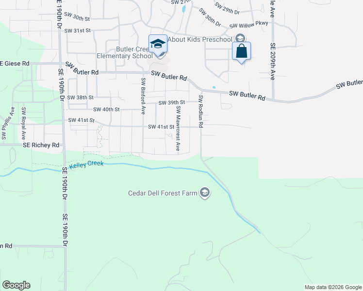 map of restaurants, bars, coffee shops, grocery stores, and more near 4240 SW Mawrcrest Ave in Gresham