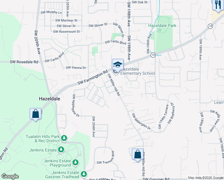 map of restaurants, bars, coffee shops, grocery stores, and more near 20145 Southwest Bernice Lane in Beaverton