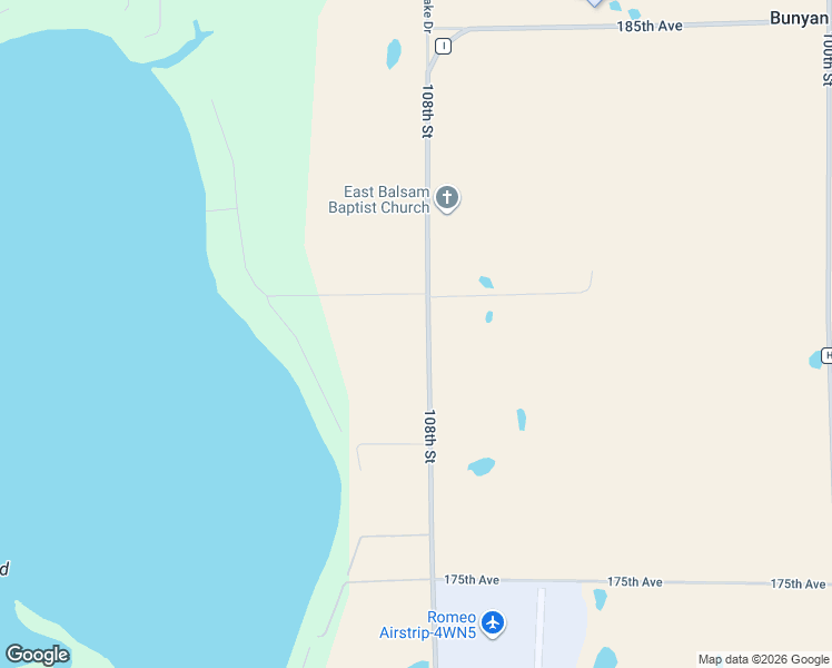 map of restaurants, bars, coffee shops, grocery stores, and more near 1787 108th Street in Balsam Lake