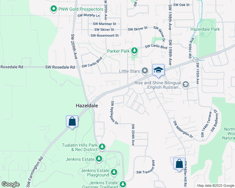map of restaurants, bars, coffee shops, grocery stores, and more near 7271 Southwest Applegate Drive in Beaverton