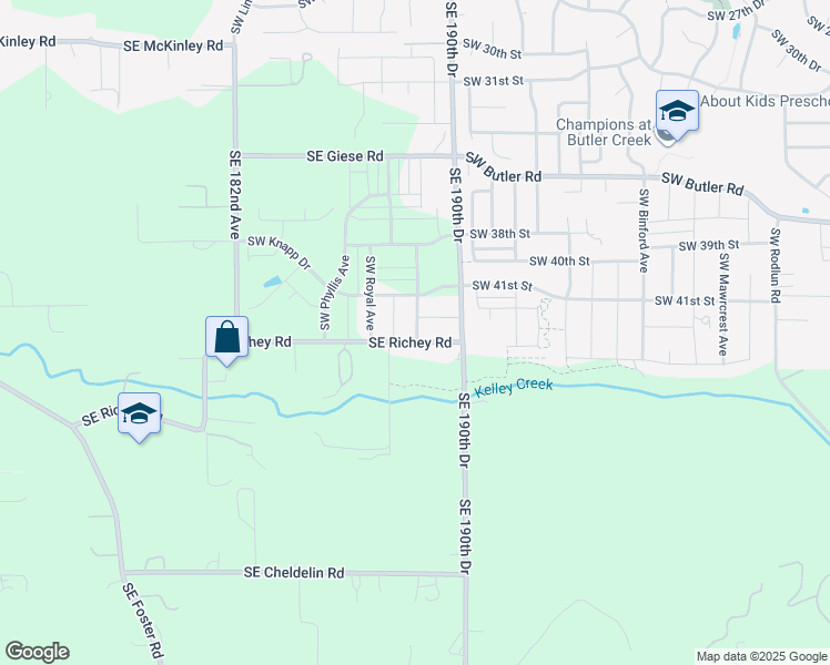 map of restaurants, bars, coffee shops, grocery stores, and more near 18771-18999 Southeast Richey Road in Gresham