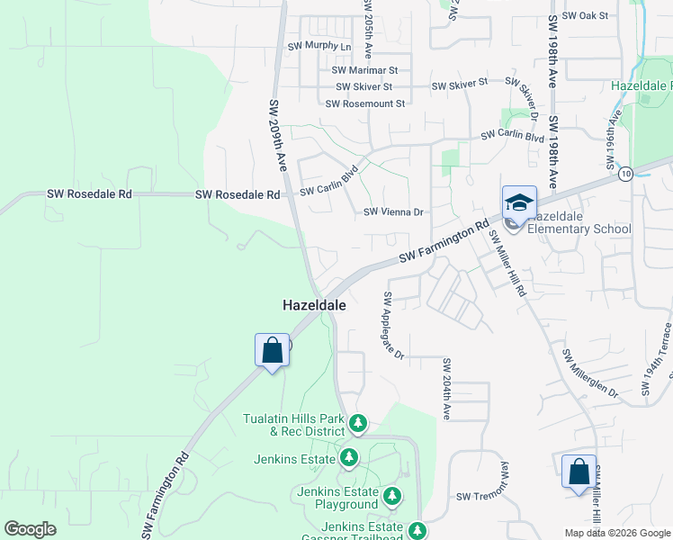 map of restaurants, bars, coffee shops, grocery stores, and more near 7200 Southwest Manor Way in Beaverton