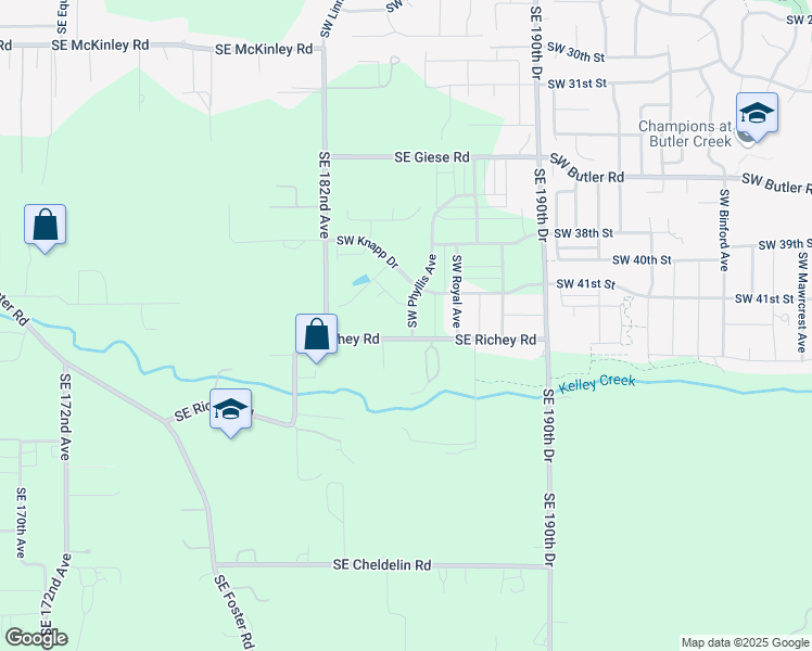map of restaurants, bars, coffee shops, grocery stores, and more near 18221-18769 Southeast Richey Road in Gresham