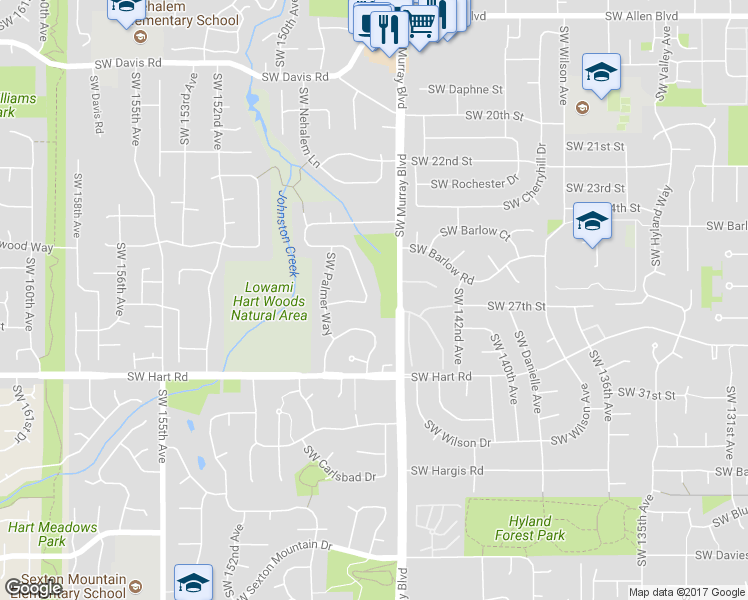 map of restaurants, bars, coffee shops, grocery stores, and more near 7160 Southwest Tierra Del Mar Drive in Beaverton
