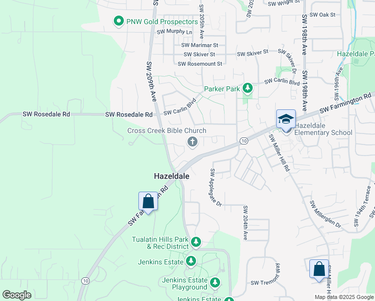 map of restaurants, bars, coffee shops, grocery stores, and more near 7200 Southwest Manor Way in Beaverton