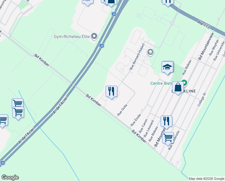 map of restaurants, bars, coffee shops, grocery stores, and more near 3931 Rue Émiliana-Brosseau in Longueuil