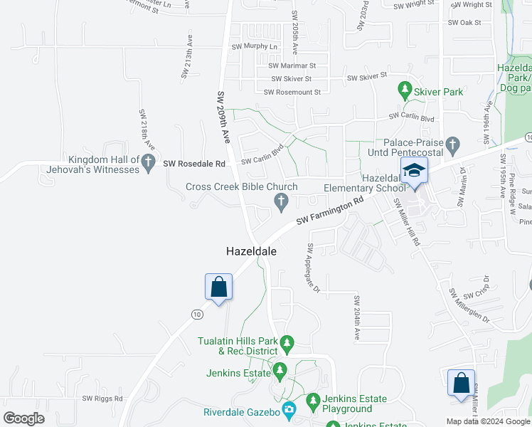map of restaurants, bars, coffee shops, grocery stores, and more near 7173 Southwest Manor Way in Beaverton