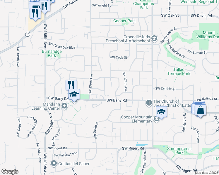 map of restaurants, bars, coffee shops, grocery stores, and more near 7175 Southwest Kaufman Drive in Beaverton