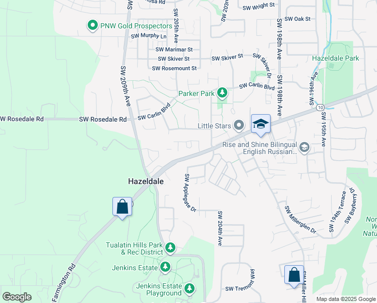 map of restaurants, bars, coffee shops, grocery stores, and more near 20628 Southwest Castle Drive in Beaverton