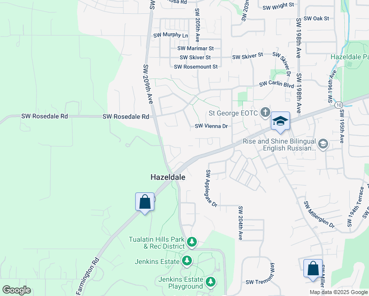 map of restaurants, bars, coffee shops, grocery stores, and more near 7173 Southwest Manor Way in Beaverton