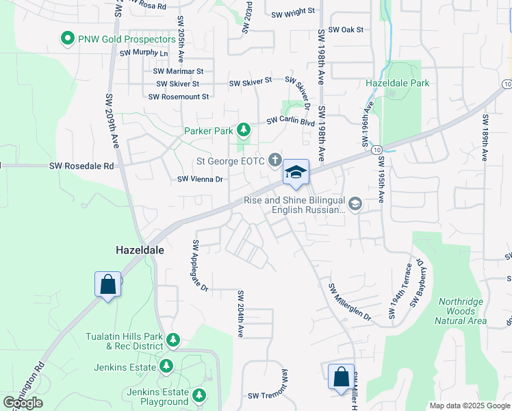 map of restaurants, bars, coffee shops, grocery stores, and more near 7156 Southwest 204th Avenue in Beaverton