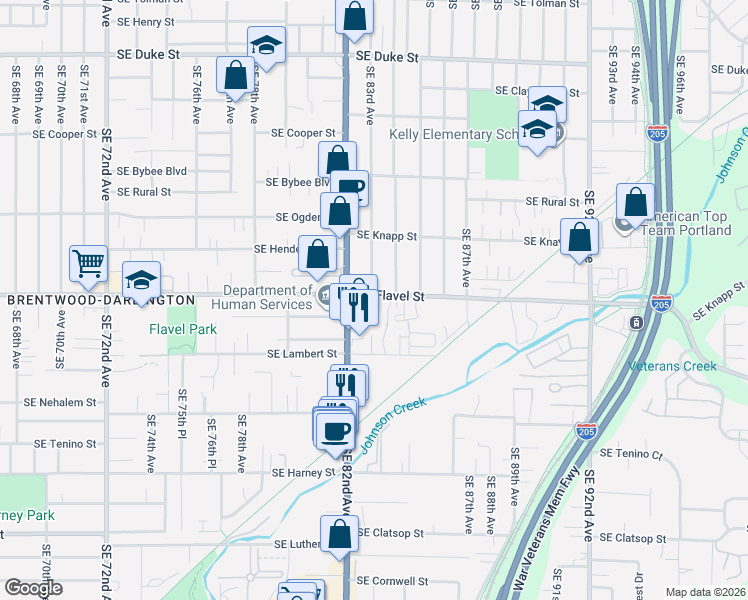 map of restaurants, bars, coffee shops, grocery stores, and more near in Portland