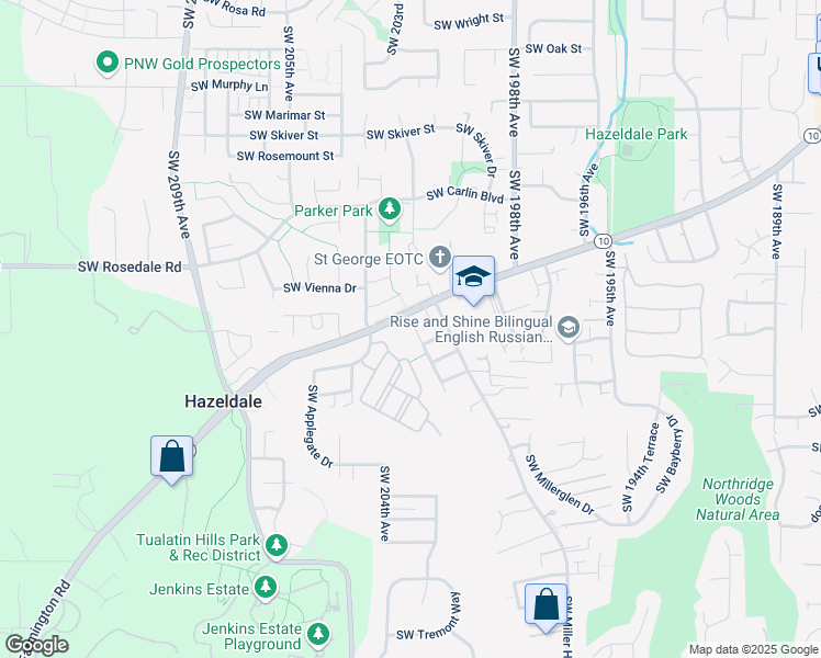 map of restaurants, bars, coffee shops, grocery stores, and more near 7156 Southwest 204th Avenue in Beaverton