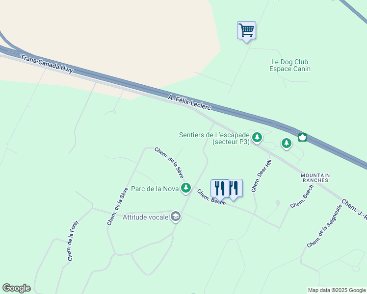 map of restaurants, bars, coffee shops, grocery stores, and more near Chemin du Sous Bois in Rigaud
