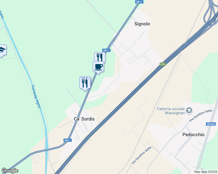 map of restaurants, bars, coffee shops, grocery stores, and more near 10 Via Cà Sordis in Ca' Sordis