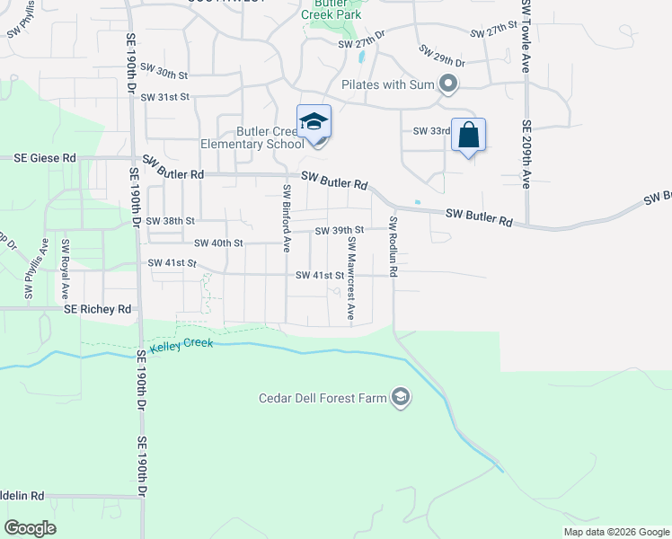 map of restaurants, bars, coffee shops, grocery stores, and more near 2481 Southwest 41st Street in Gresham