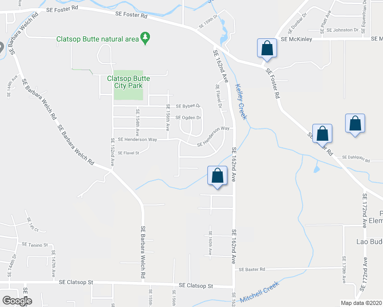 map of restaurants, bars, coffee shops, grocery stores, and more near 15723 Southeast Flavel Drive in Portland