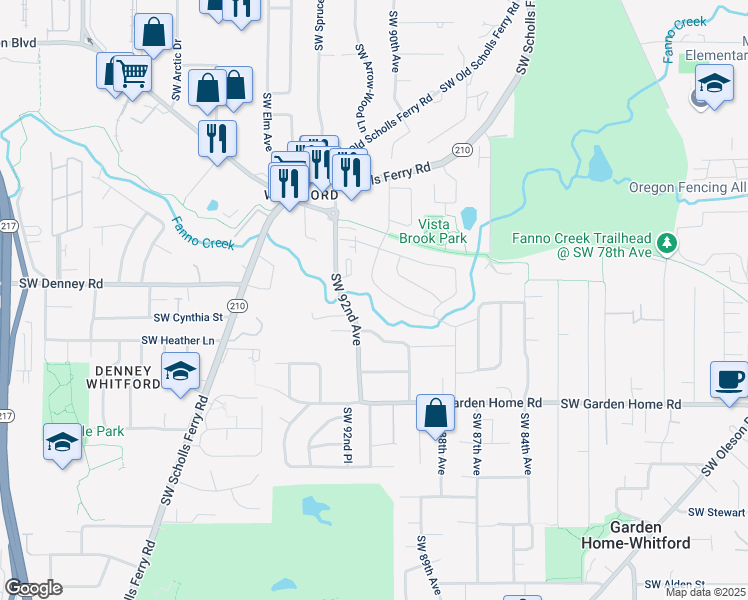 map of restaurants, bars, coffee shops, grocery stores, and more near 8934 Southwest Bohmann Parkway in Portland