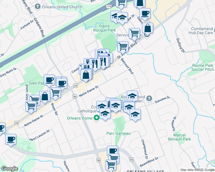 map of restaurants, bars, coffee shops, grocery stores, and more near 1378 Saint Jean Street in Ottawa