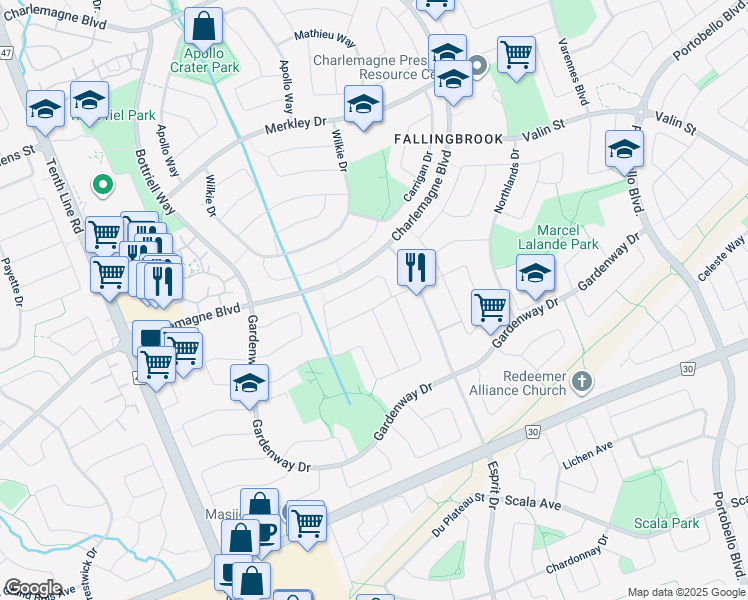map of restaurants, bars, coffee shops, grocery stores, and more near 621 Northampton Drive in Ottawa