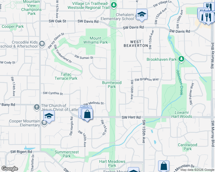map of restaurants, bars, coffee shops, grocery stores, and more near 7040 Southwest 160th Avenue in Beaverton