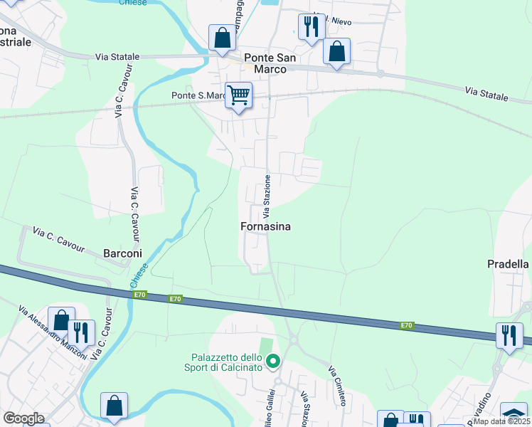 map of restaurants, bars, coffee shops, grocery stores, and more near 2 Via Enrico Berlinguer in Ponte San Marco