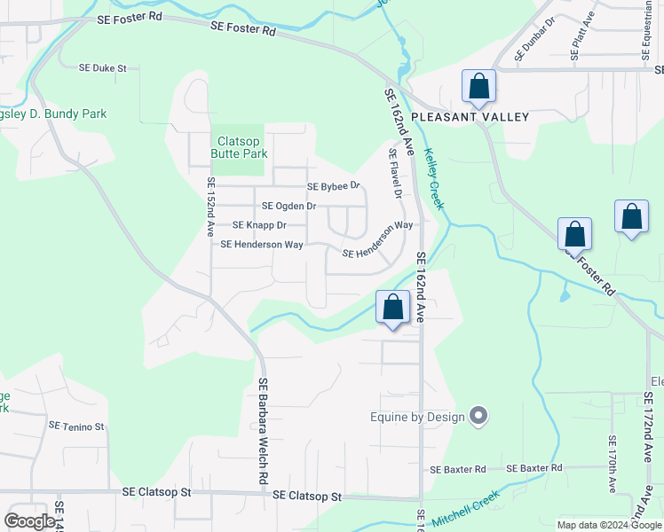 map of restaurants, bars, coffee shops, grocery stores, and more near 7436 Southeast 157th Avenue in Portland