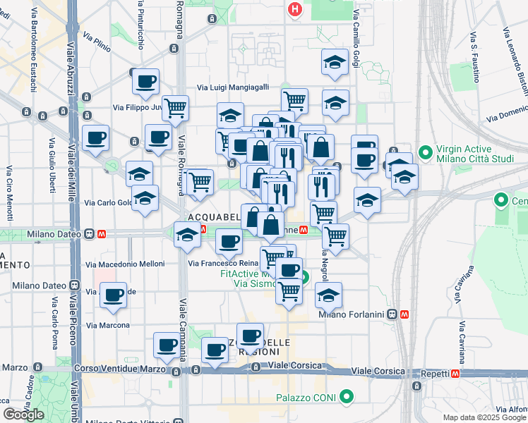 map of restaurants, bars, coffee shops, grocery stores, and more near 8 Via Sangallo in Milano