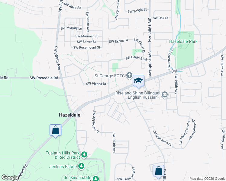 map of restaurants, bars, coffee shops, grocery stores, and more near 6912 Southwest 204th Avenue in Aloha
