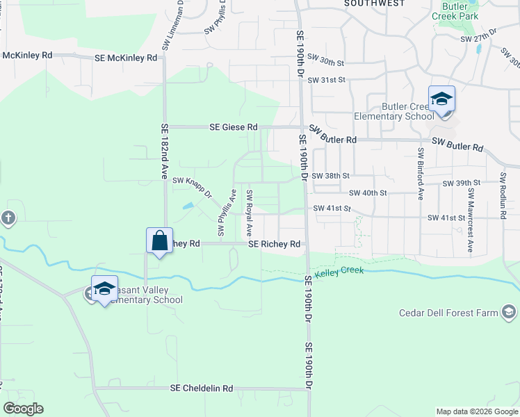 map of restaurants, bars, coffee shops, grocery stores, and more near 3723 Southwest Knapp Drive in Gresham
