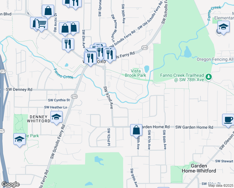 map of restaurants, bars, coffee shops, grocery stores, and more near 8934 Southwest Bohmann Parkway in Portland