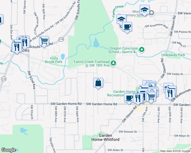 map of restaurants, bars, coffee shops, grocery stores, and more near 6980 Southwest 81st Avenue in Portland