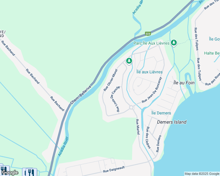 map of restaurants, bars, coffee shops, grocery stores, and more near 153 Rue Olivier Morel in Carignan