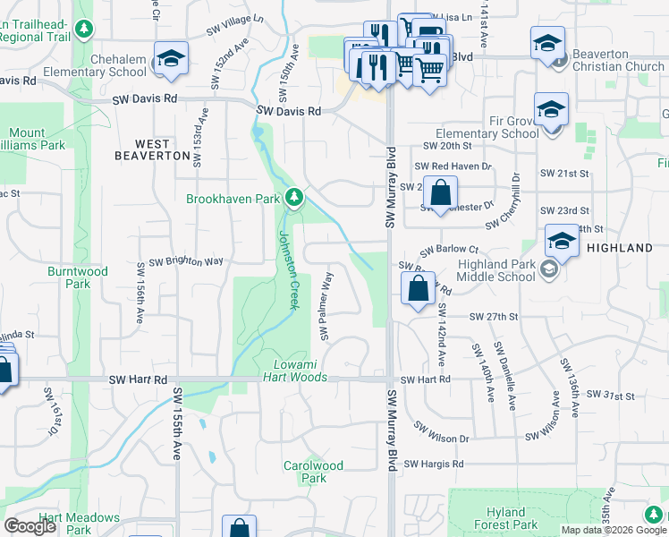 map of restaurants, bars, coffee shops, grocery stores, and more near 6989 Southwest Tierra Del Mar Drive in Beaverton